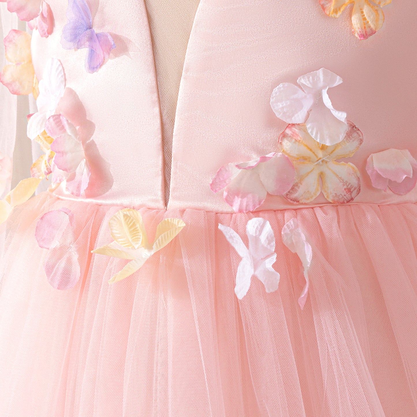 Light Pink Tulle Princess Maxi Dress Long Sleeve for Girls (5-13Y)