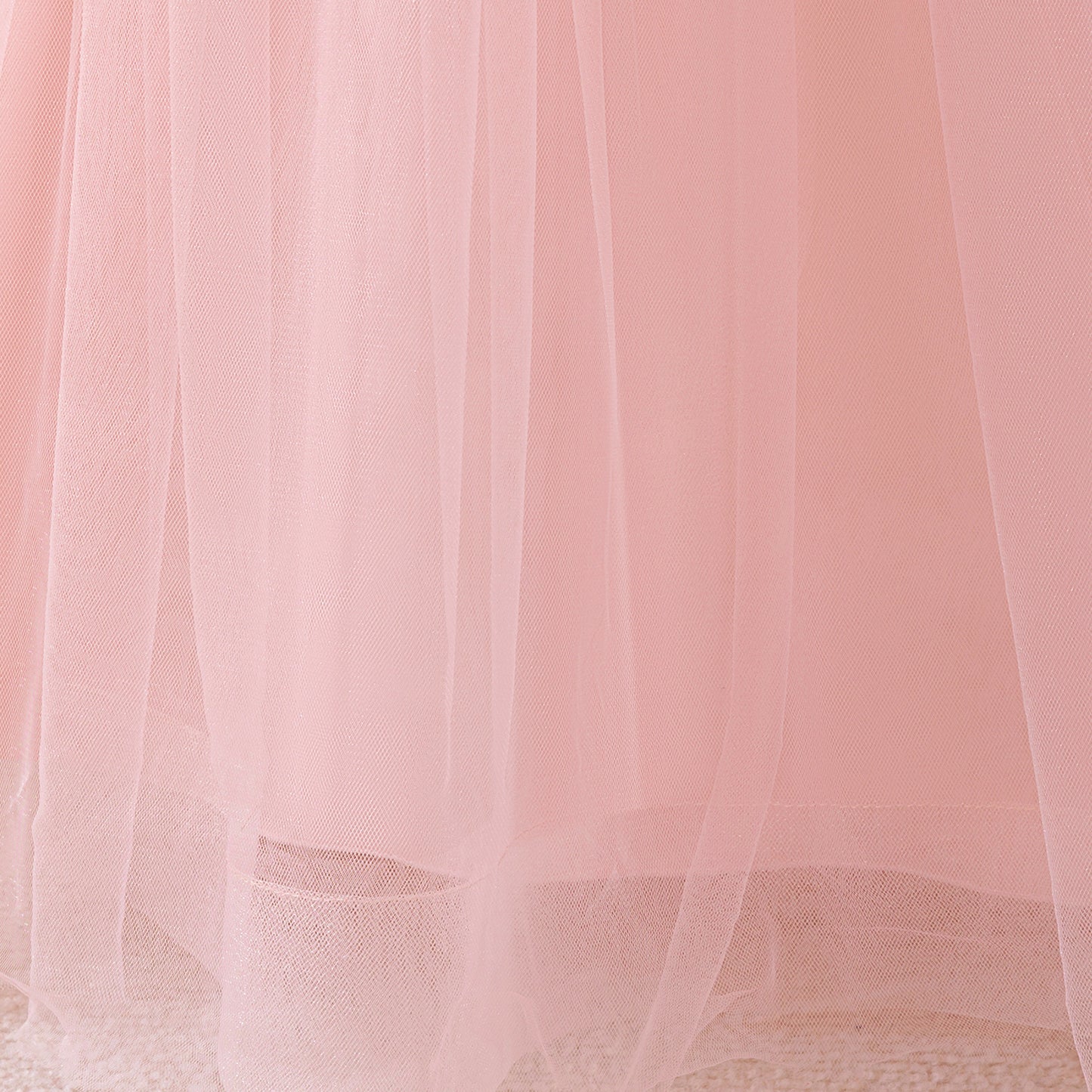 Light Pink Tulle Princess Maxi Dress Long Sleeve for Girls (5-13Y)