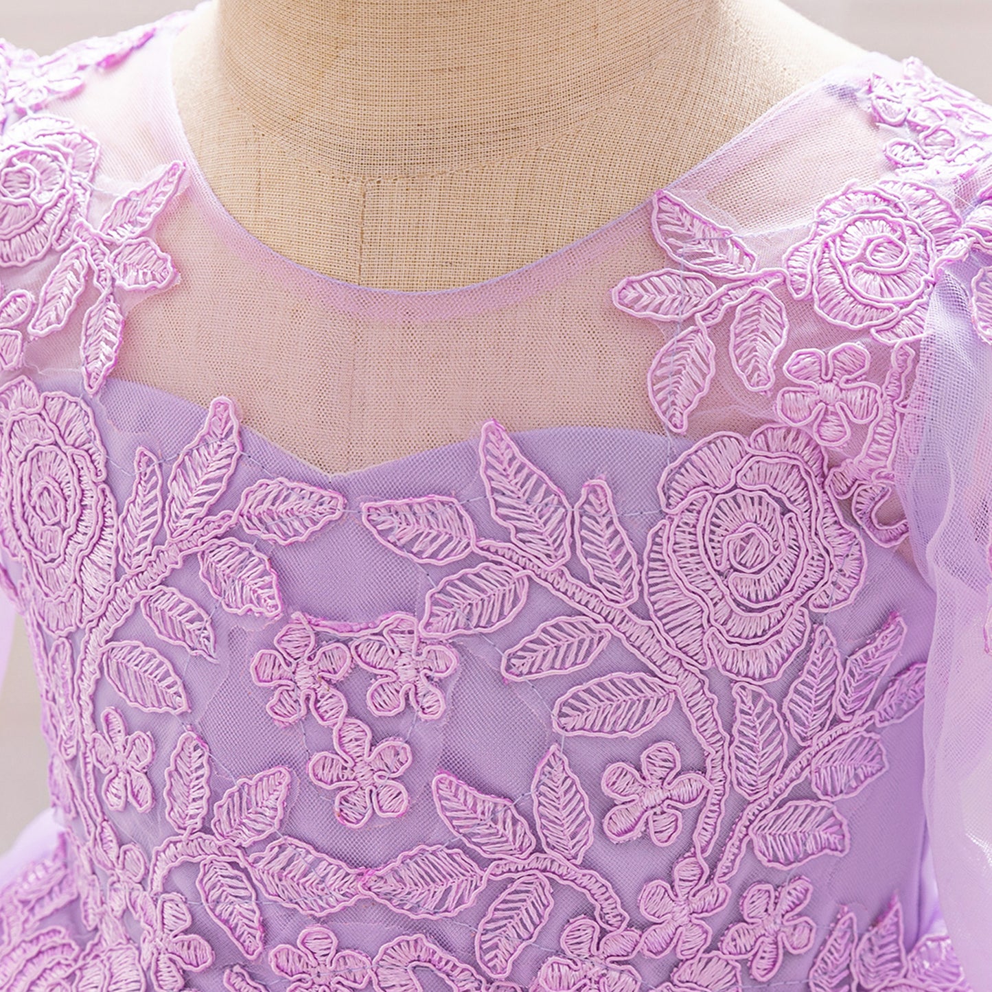 White Lace Tulle A-Line Dress for Girls – Flower Girl & Party