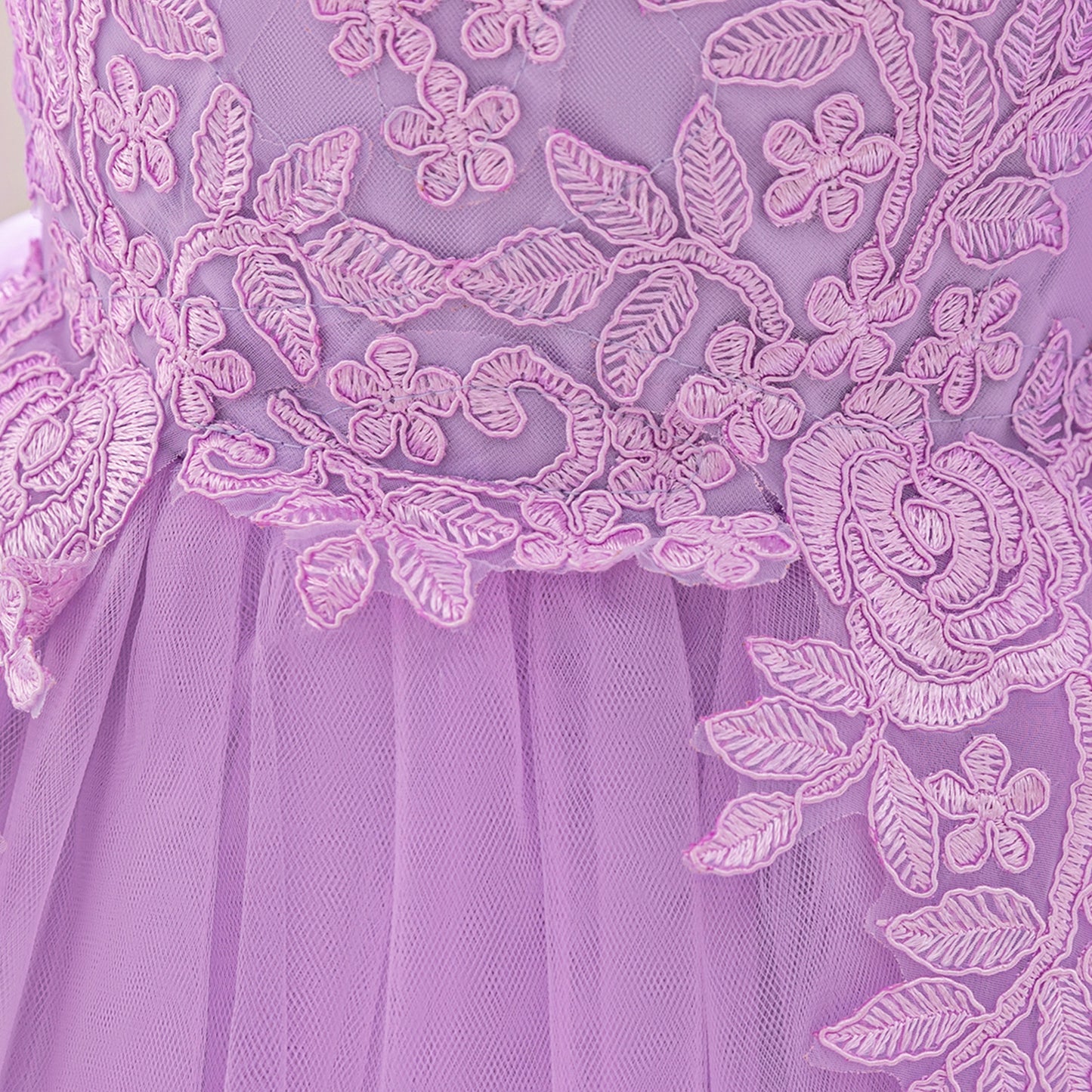 White Lace Tulle A-Line Dress for Girls – Flower Girl & Party
