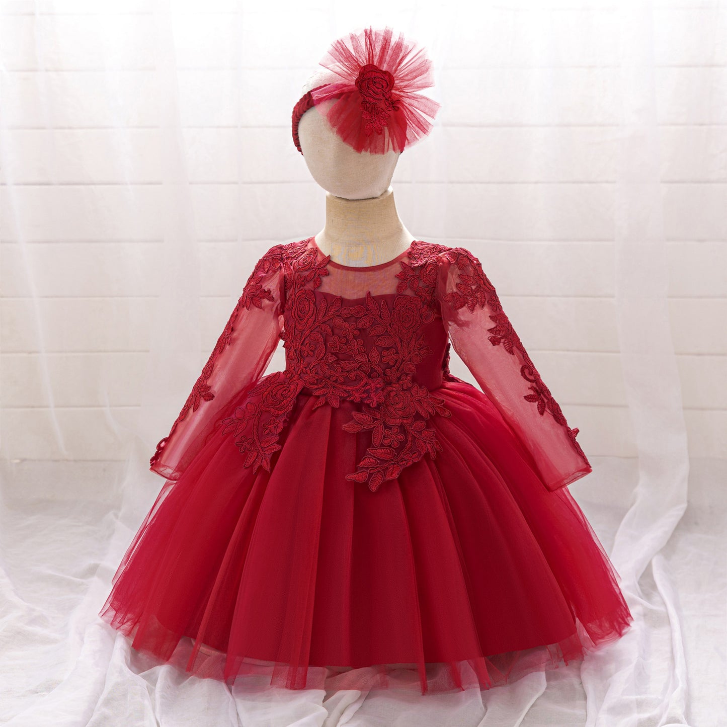 White Lace Tulle A-Line Dress for Girls – Flower Girl & Party