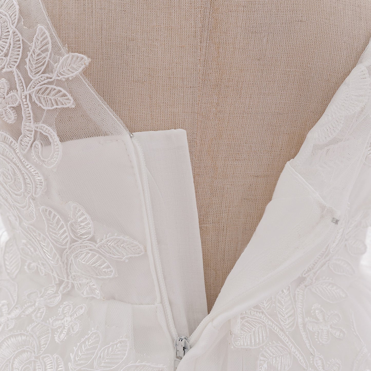 White Lace Tulle A-Line Dress for Girls – Flower Girl & Party