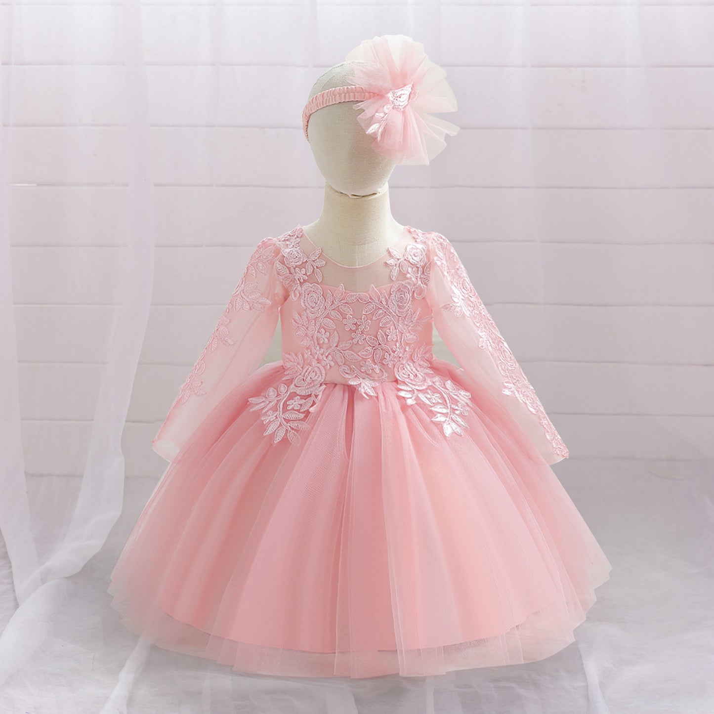 White Lace Tulle A-Line Dress for Girls – Flower Girl & Party