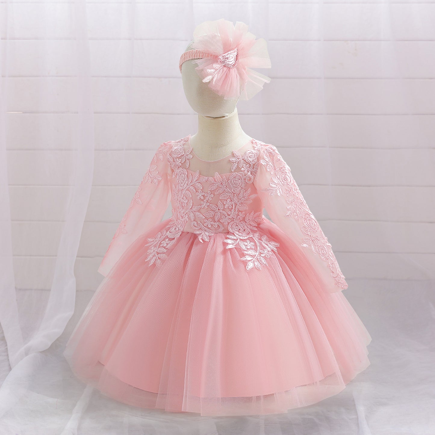White Lace Tulle A-Line Dress for Girls – Flower Girl & Party