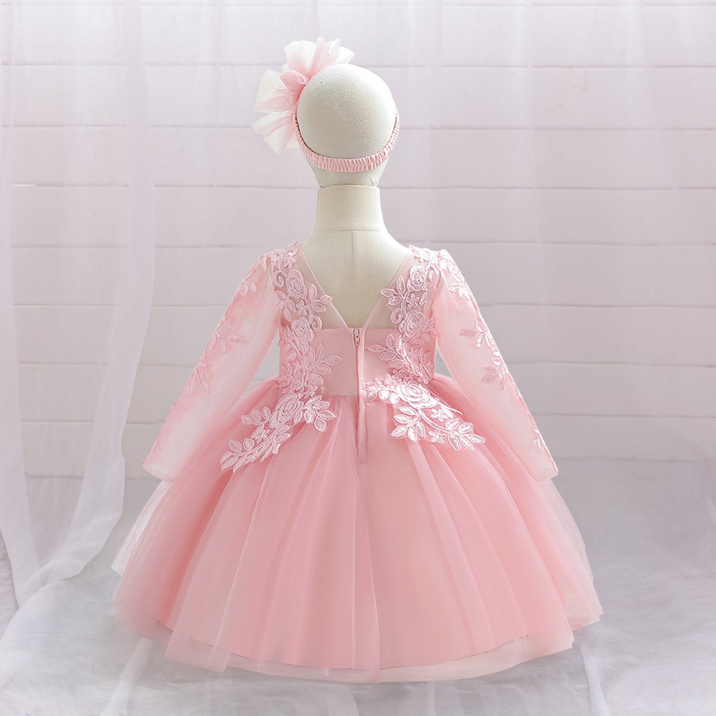 White Lace Tulle A-Line Dress for Girls – Flower Girl & Party