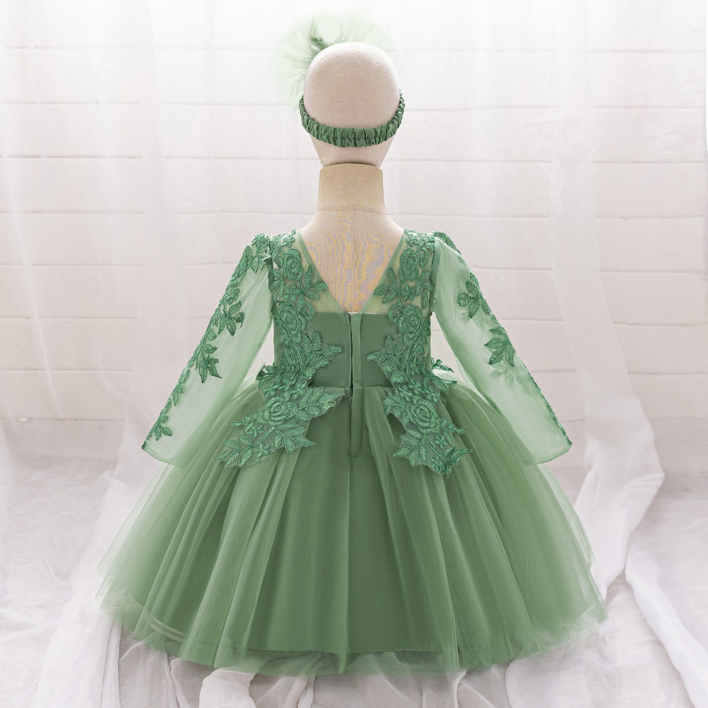 White Lace Tulle A-Line Dress for Girls – Flower Girl & Party