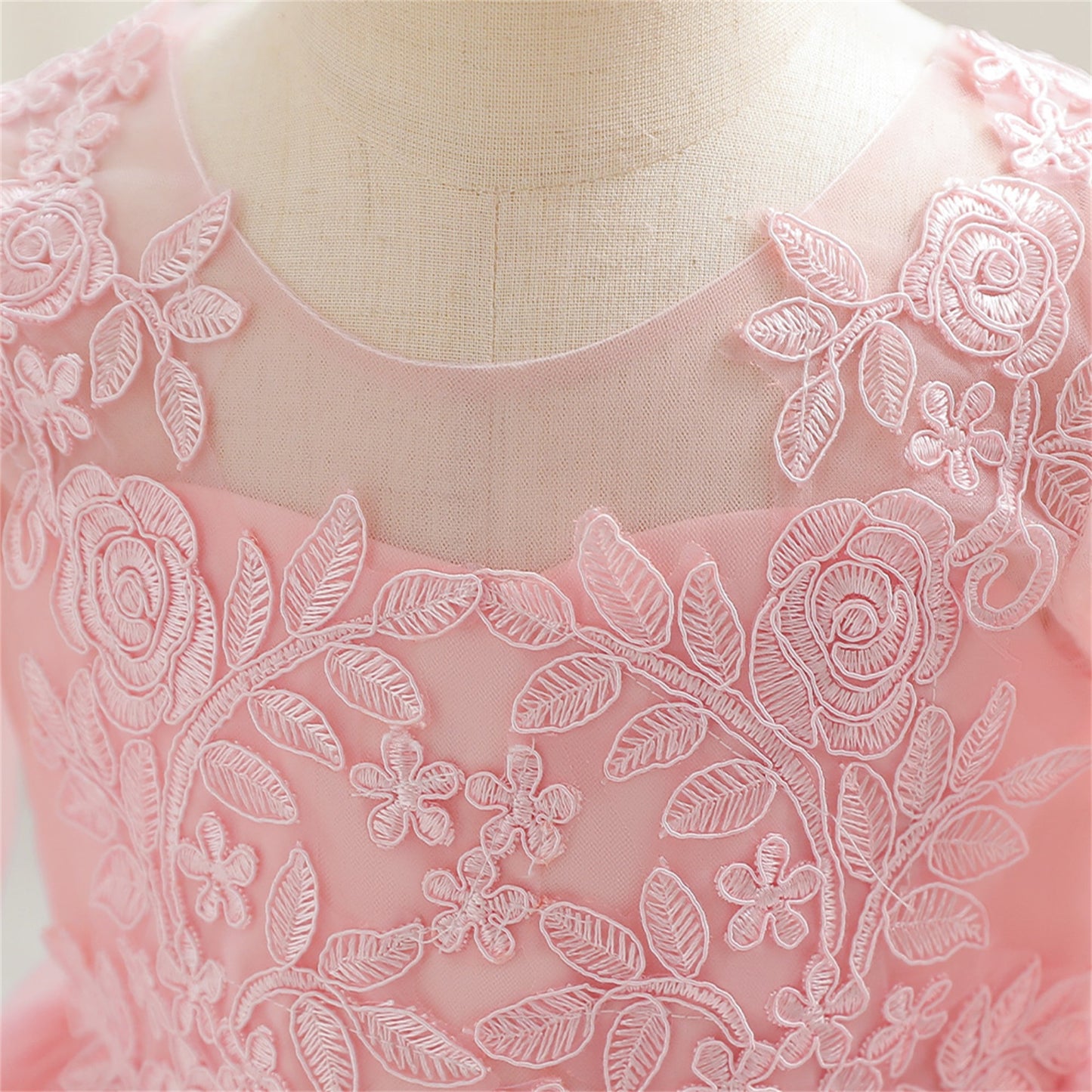 White Lace Tulle A-Line Dress for Girls – Flower Girl & Party