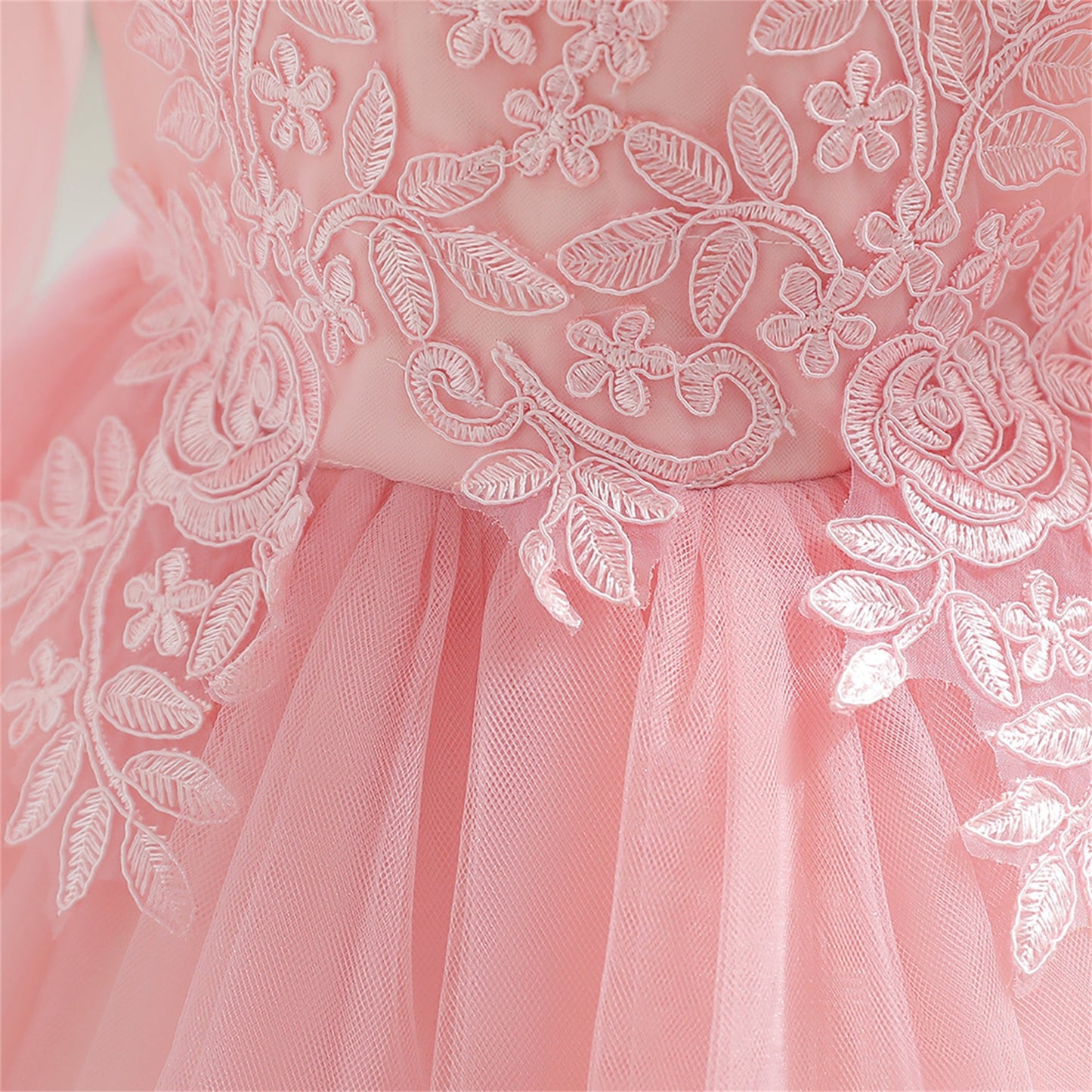 White Lace Tulle A-Line Dress for Girls – Flower Girl & Party