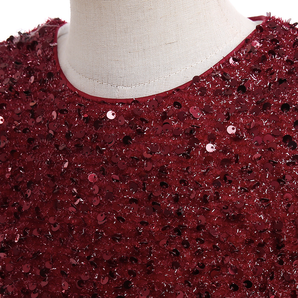 Girls Maxi 3D Flower Sequin Princess Dress - Party, Wedding & Photoshoot