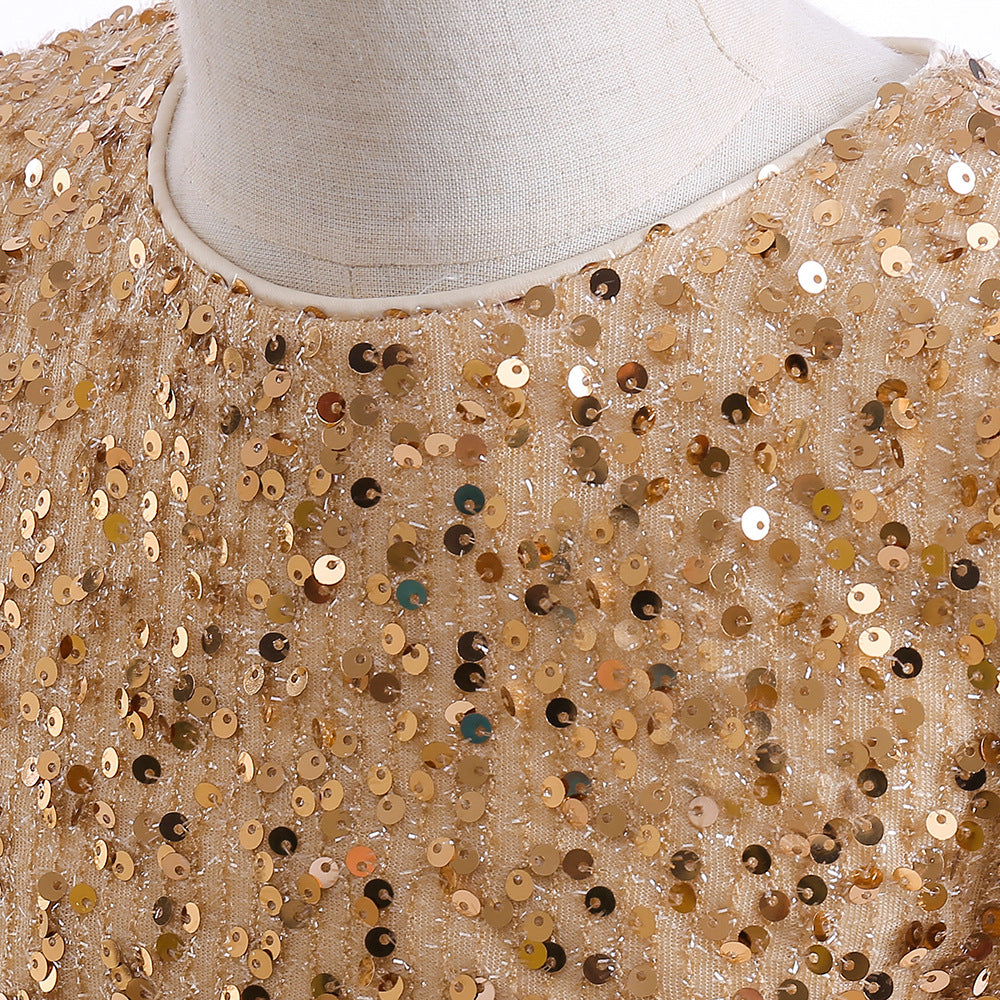 Girls Maxi 3D Flower Sequin Princess Dress - Party, Wedding & Photoshoot