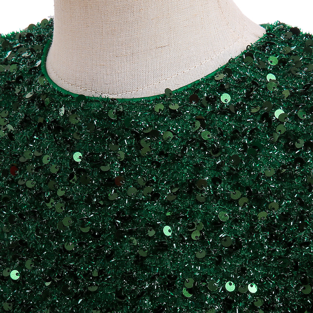 Girls Maxi 3D Flower Sequin Princess Dress - Party, Wedding & Photoshoot
