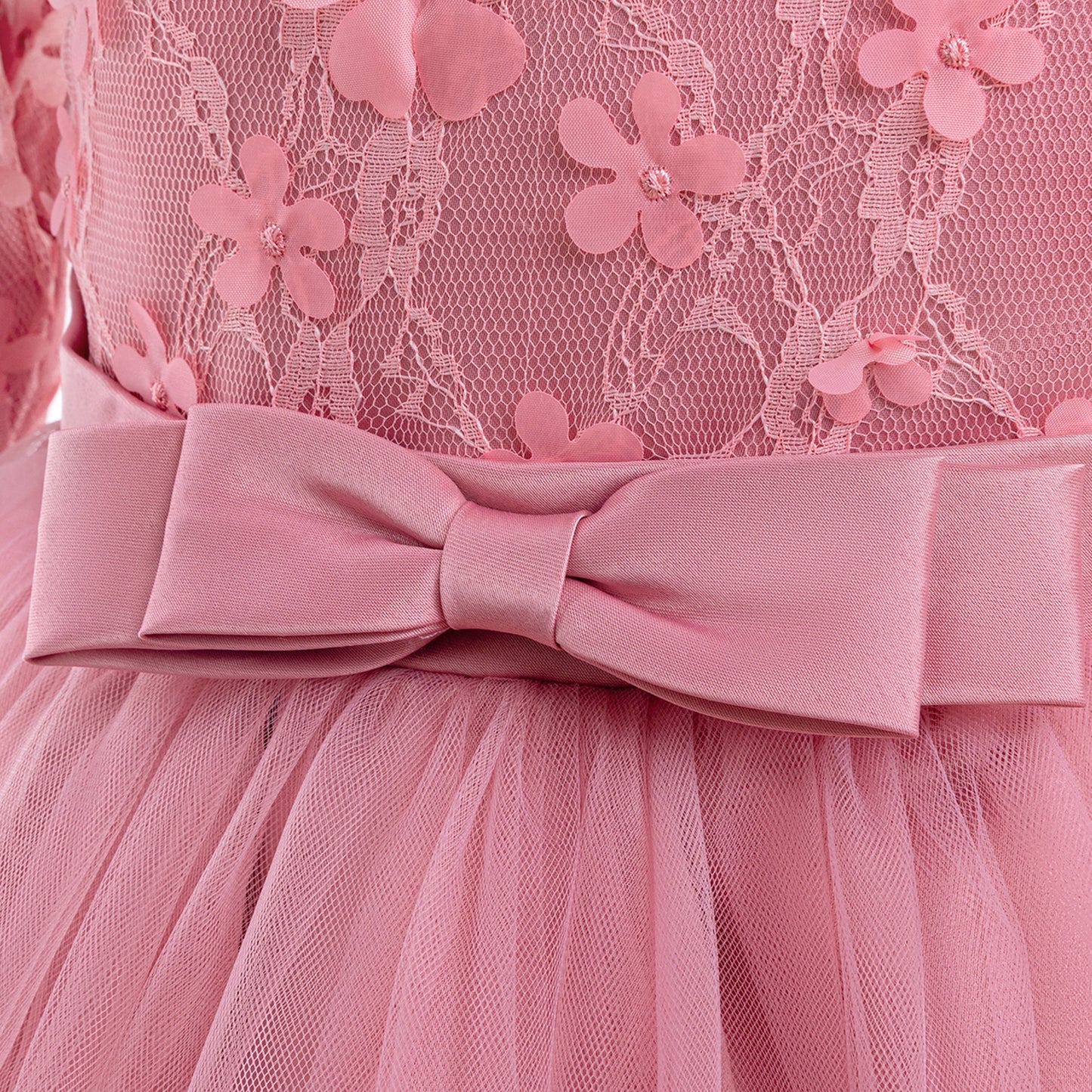 Cute A-Line Applique Princess Maxi Dress for Girls | Tulle & Lace Long Sleeve Gown
