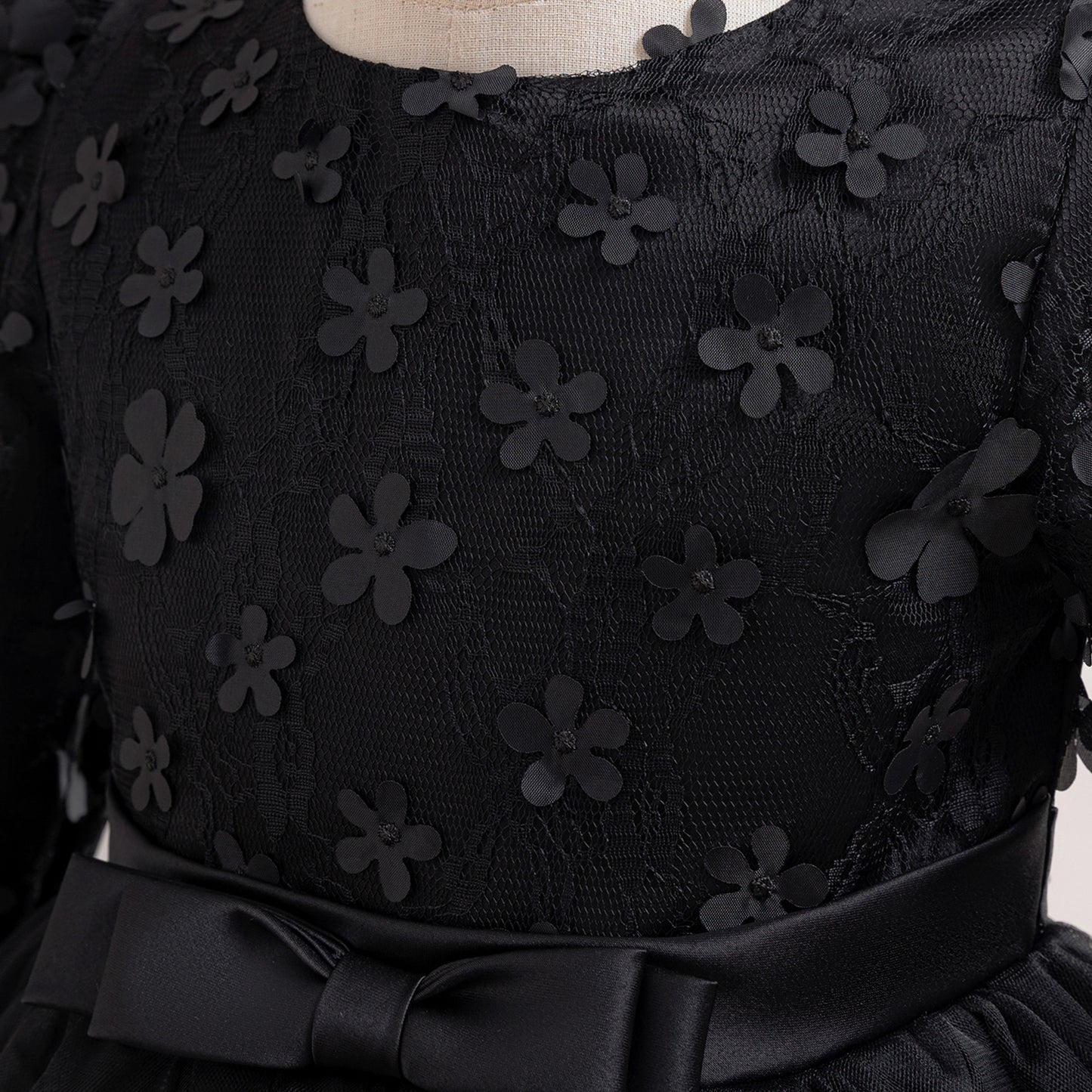 Cute A-Line Applique Princess Maxi Dress for Girls | Tulle & Lace Long Sleeve Gown