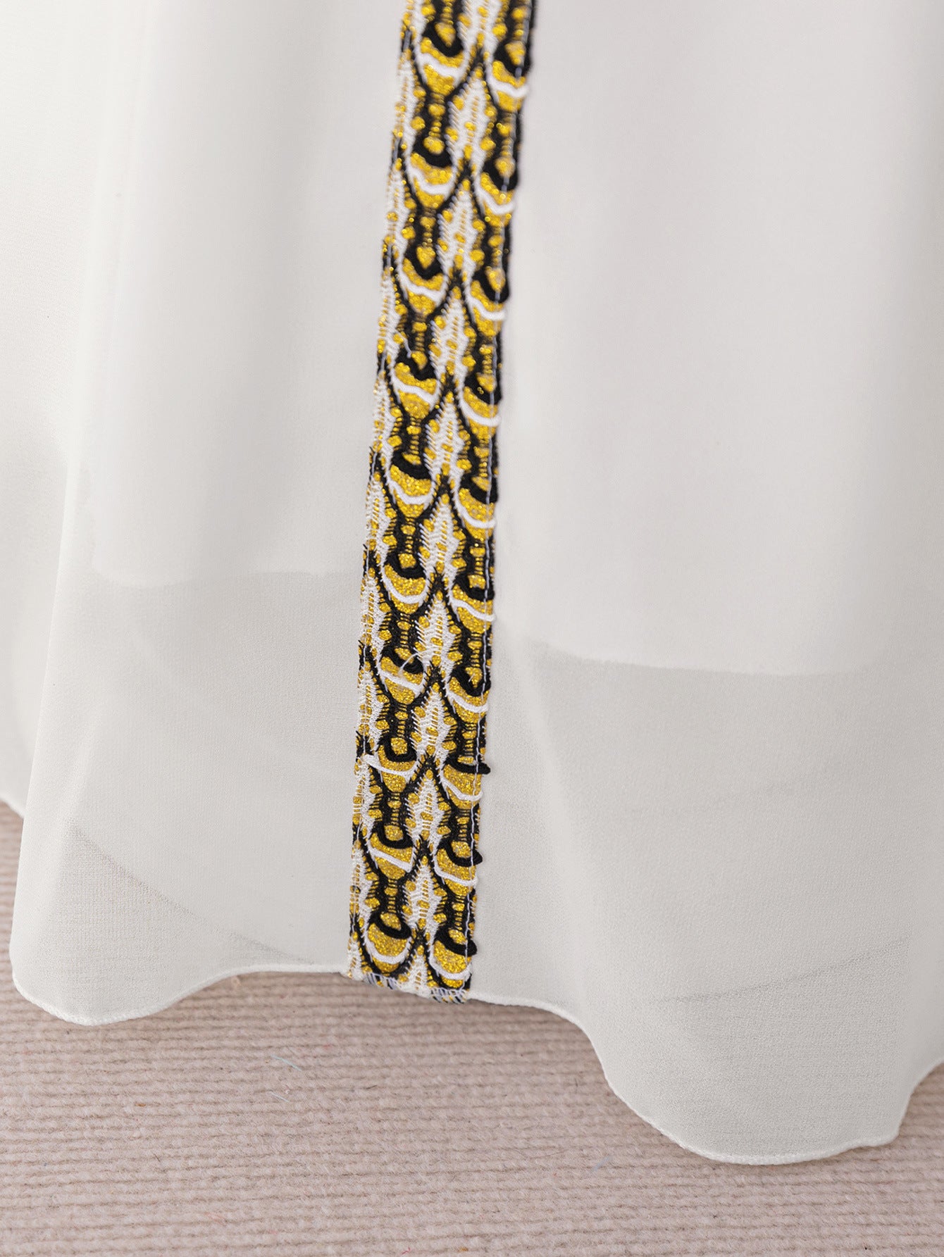 Embroidered Long Sleeve A-line Maxi Dress for Girls (3-8 Years) - White Chiffon