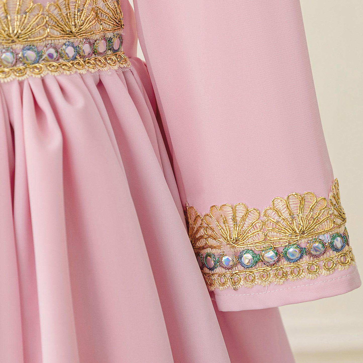 Long Sleeve Embroidered Lace Maxi Dress for Girls | Cute A-line Flower Girl Gown
