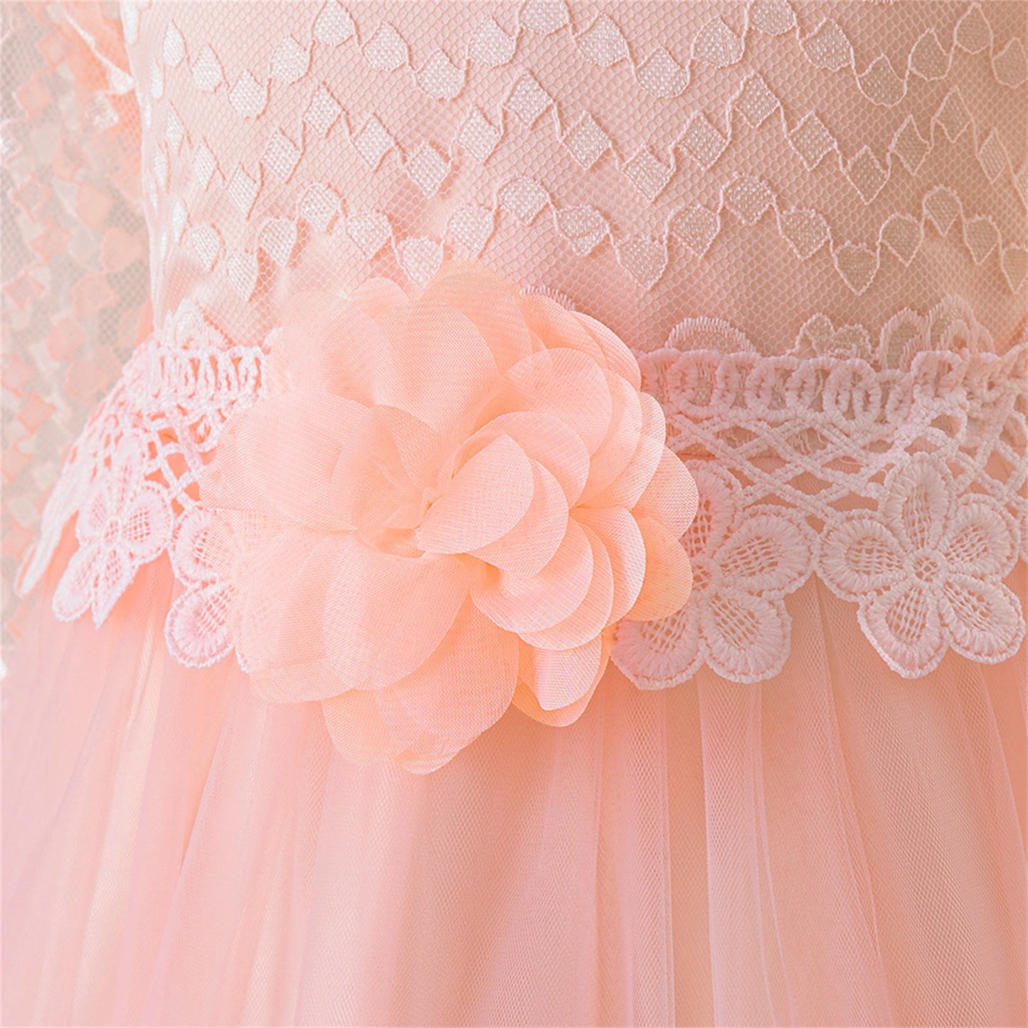 Long Sleeve Tulle & Lace Princess Maxi Dress for Girls (4-13Y) – Flower Girl & Party Gown