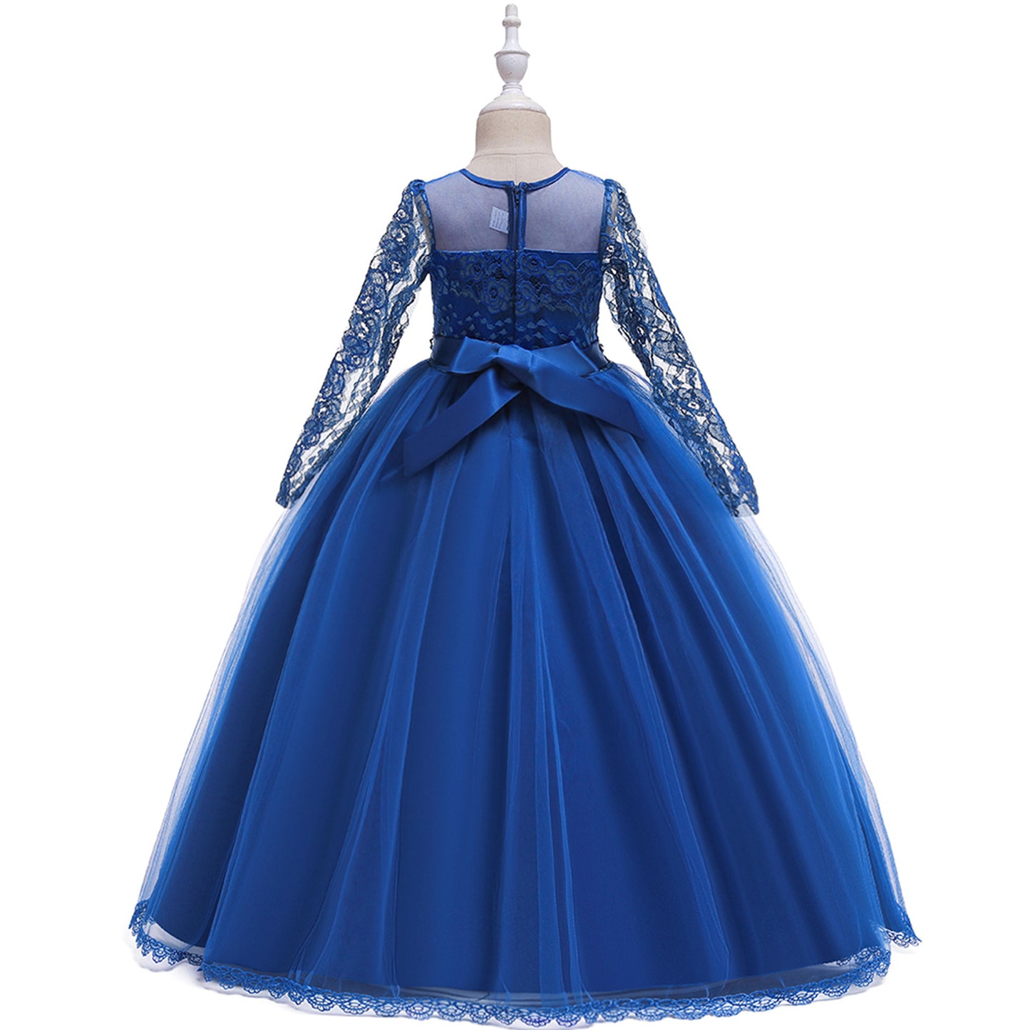 Long Sleeve Tulle & Lace Princess Maxi Dress for Girls (4-13Y) – Flower Girl & Party Gown