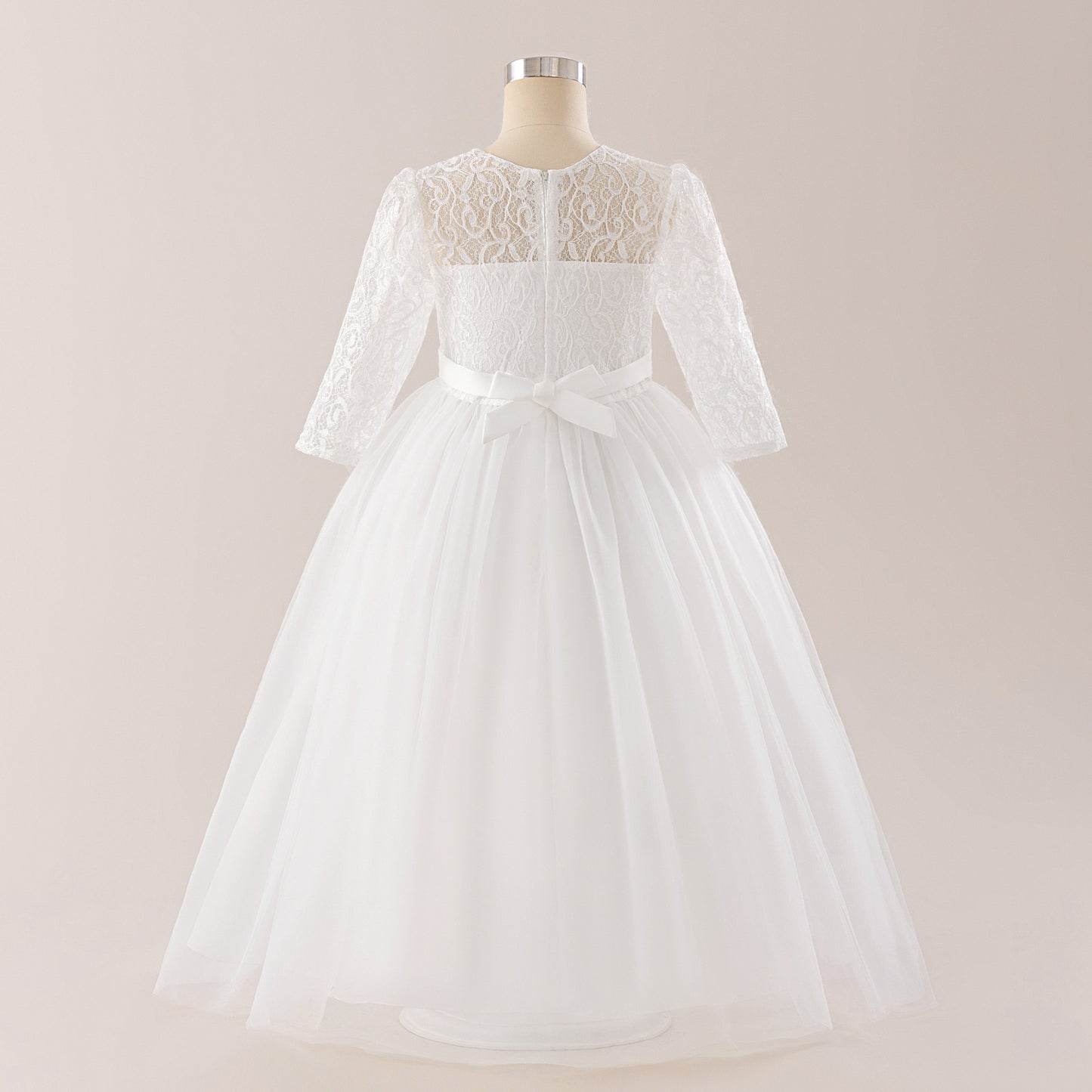 Cute Long Sleeve A-line Princess Dress for Girls - Lace Mesh Maxi Gown