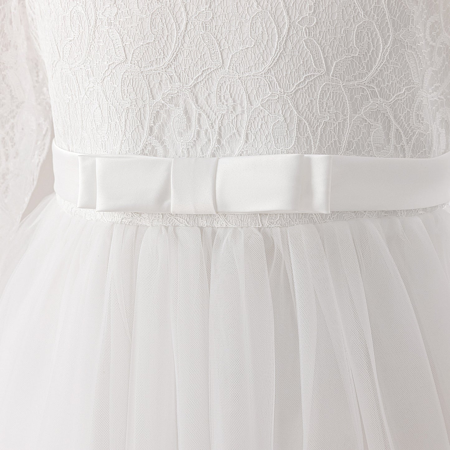 Cute Long Sleeve A-line Princess Dress for Girls - Lace Mesh Maxi Gown