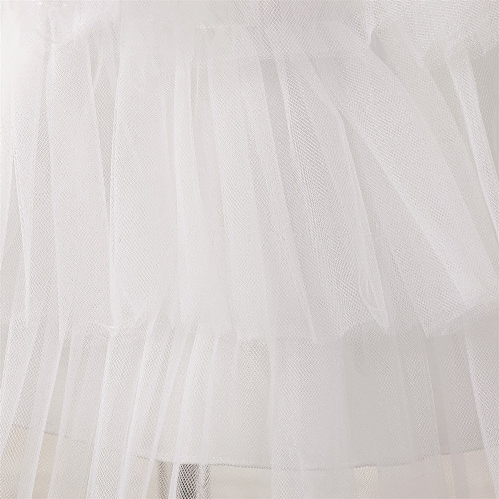 Adorable Long Sleeve Lace Flower Girl Dress – White A-Line Princess Gown
