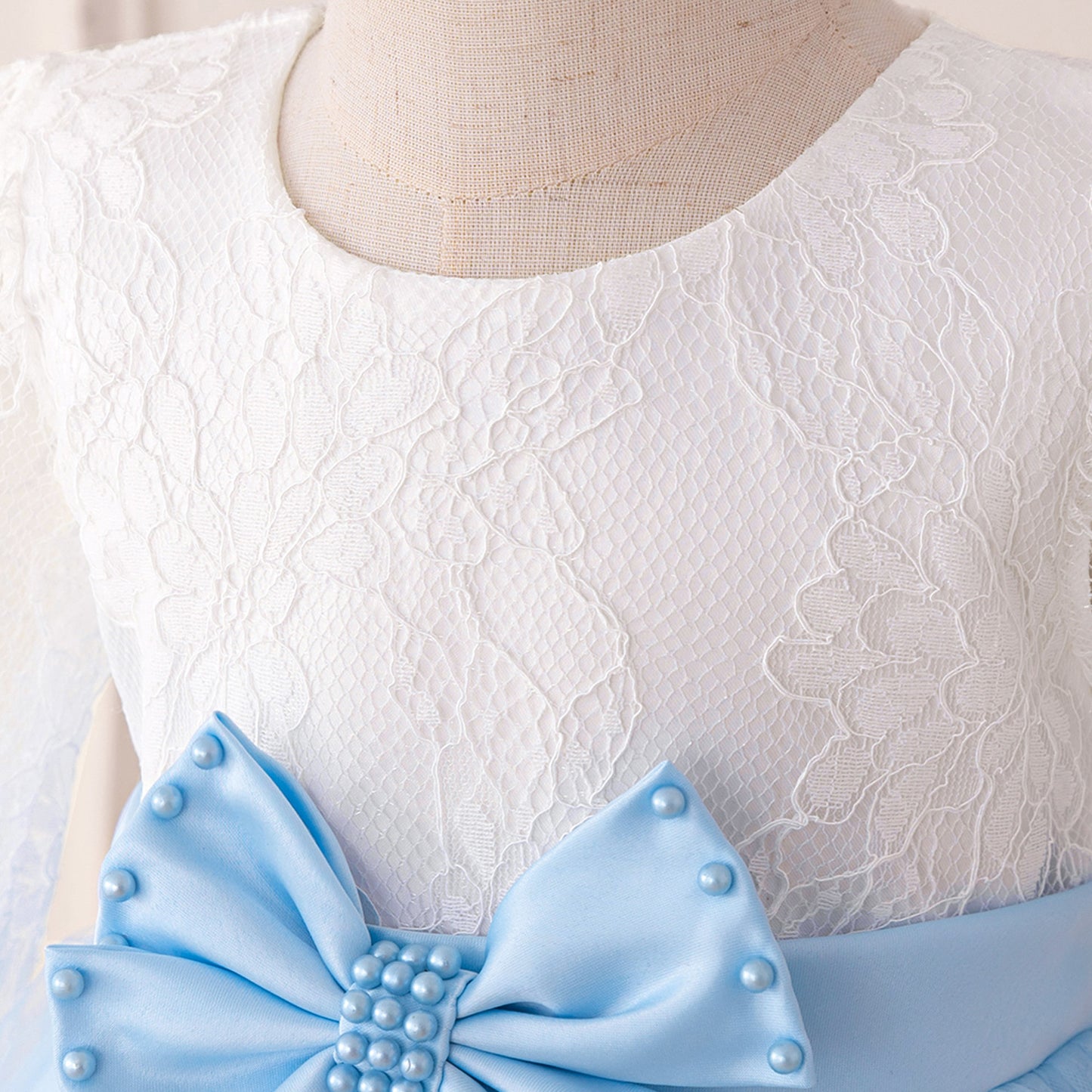 Cute Long Sleeve Lace & Tulle Flower Girl Dress with Bow – A-line Tea Length