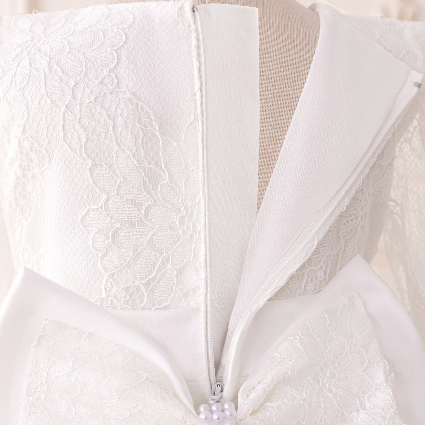 Cute Long Sleeve Lace & Tulle Flower Girl Dress with Bow – A-line Tea Length