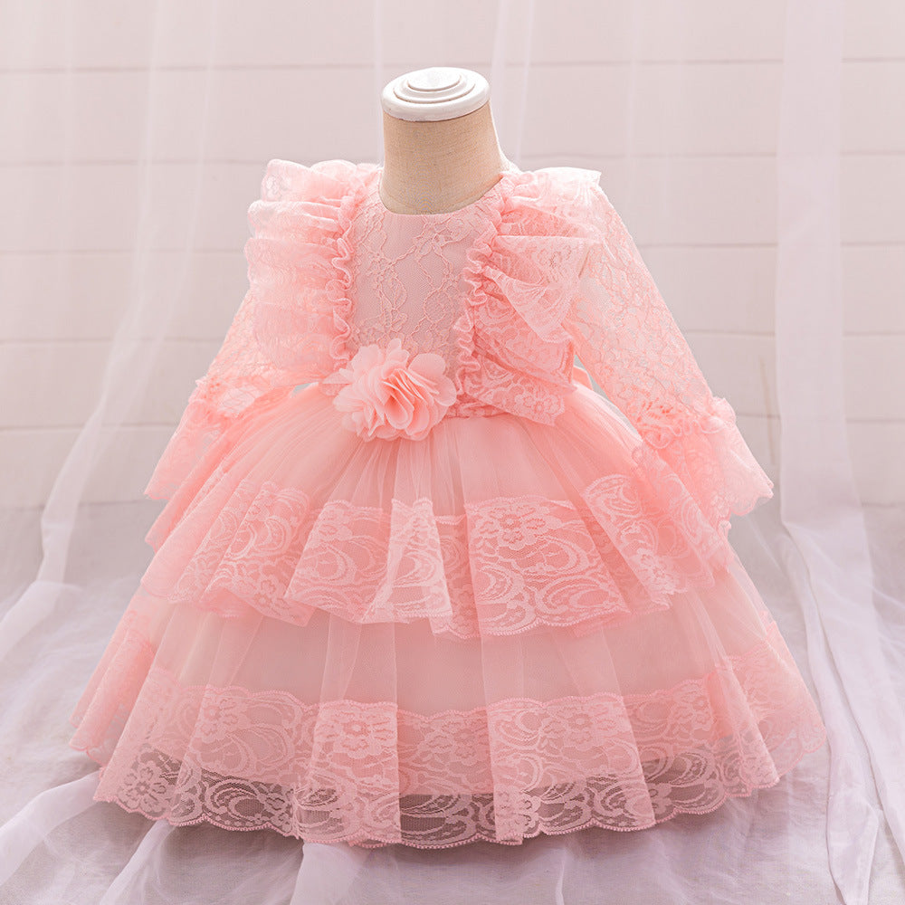 Cute Puffy Ball Gown Toddler Dress – Light Pink Long Sleeve Flower Girl Outfit