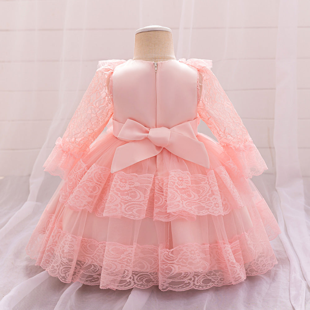 Cute Puffy Ball Gown Toddler Dress – Light Pink Long Sleeve Flower Girl Outfit