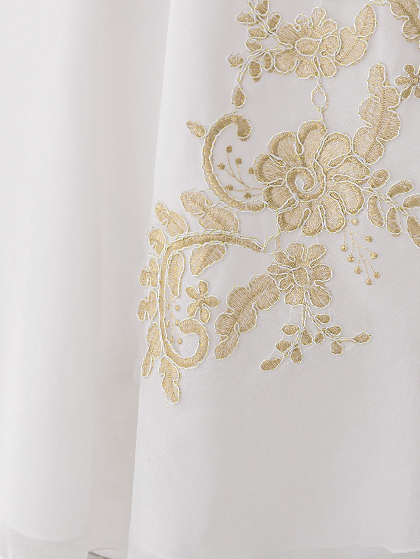 Long Sleeve White Chiffon A-Line Flower Girl Dress with Lace – Maxi Formal Gown