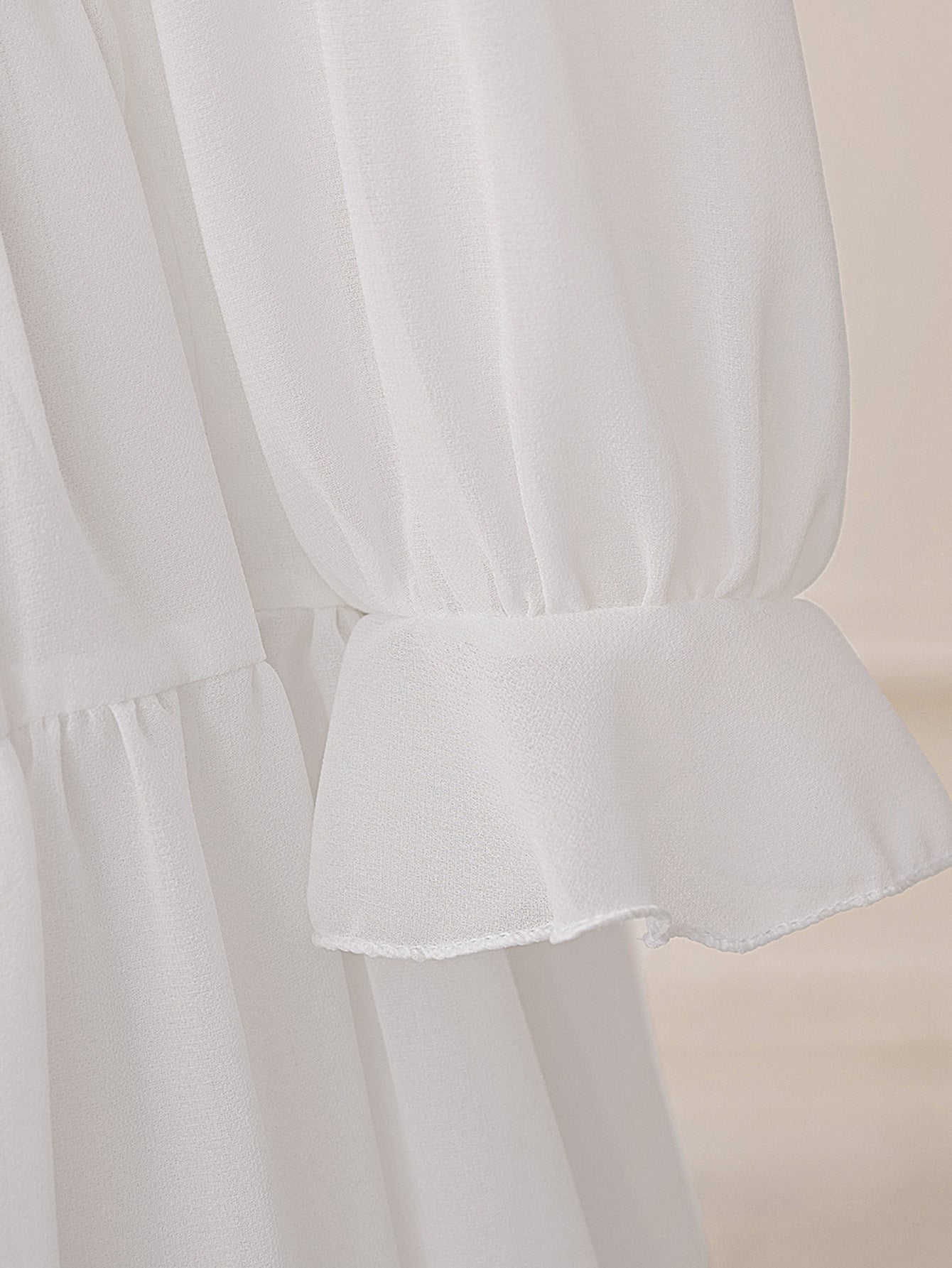 Long Sleeve White A-Line Maxi Dress for Girls with Sequins and Beads | Formal & Party Wear