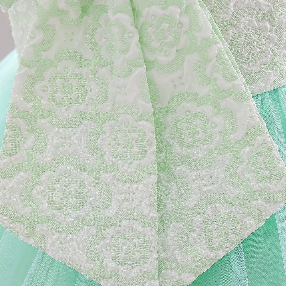Mint Green Off Shoulder Baby Girl Princess Dress – Tulle Ruffle Flower Girl Gown