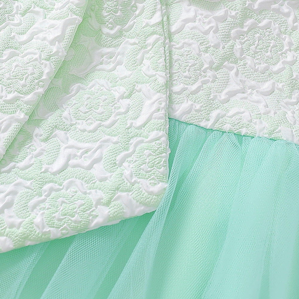 Mint Green Off Shoulder Baby Girl Princess Dress – Tulle Ruffle Flower Girl Gown
