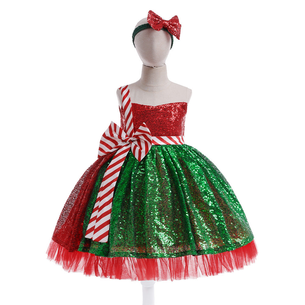 Multicolor Sequin Princess Dress for Girls – Fairy Style A-Line Dress