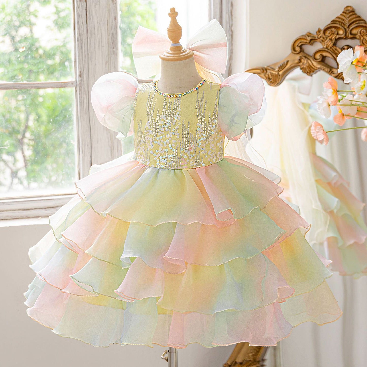 Multicolor Tiered Tulle Princess Dress for Girls - Ball Gown Fairy Style Party Dress