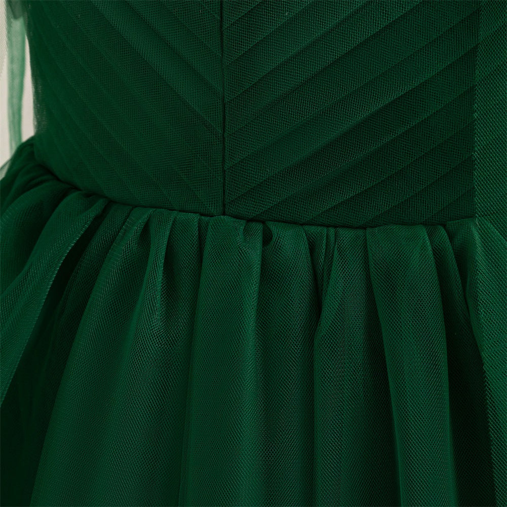 Cute Off Shoulder Maxi Tulle Dress for Girls – A-Line Princess Gown with Applique