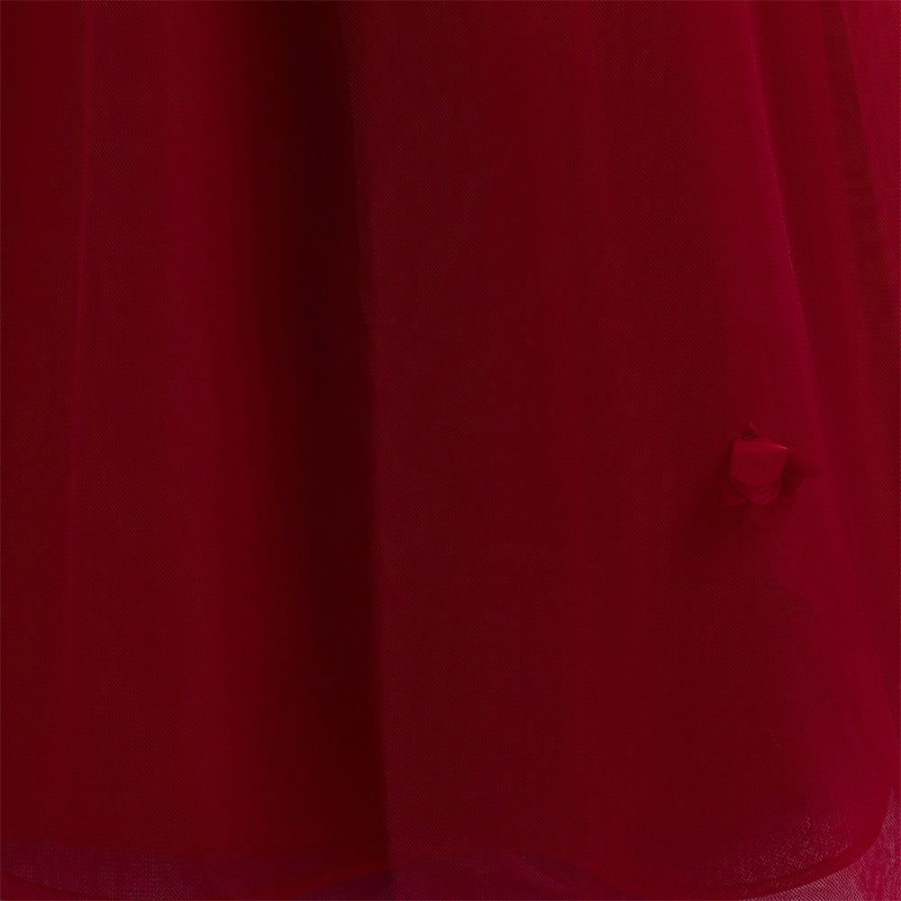 Cute Off Shoulder Maxi Tulle Dress for Girls – A-Line Princess Gown with Applique