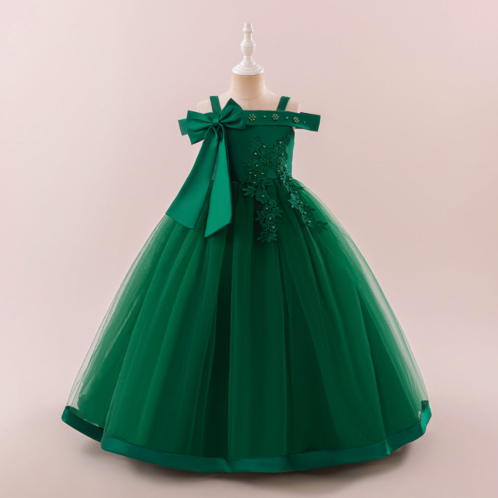 Cute Off Shoulder Mesh A-Line Maxi Dress for Girls (Ages 4-13)