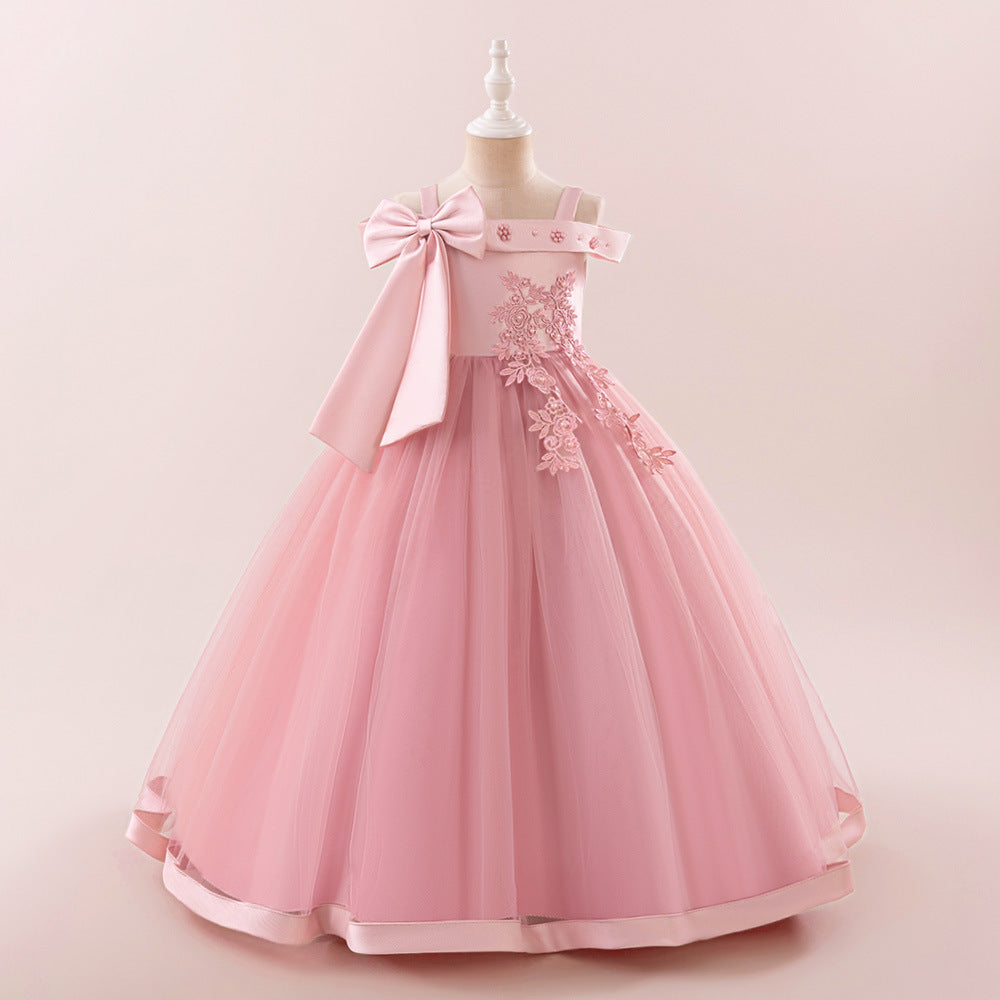 Cute Off Shoulder Mesh A-Line Maxi Dress for Girls (Ages 4-13)