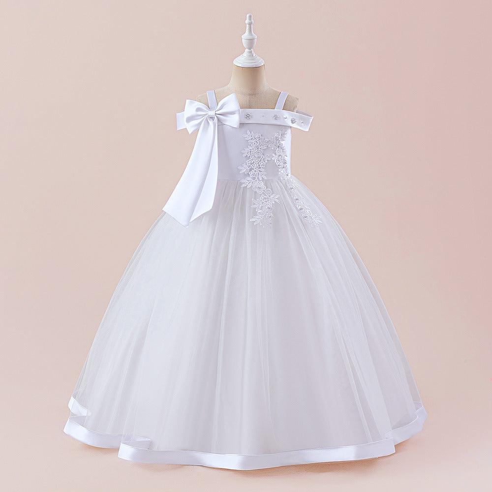 Cute Off Shoulder Mesh A-Line Maxi Dress for Girls (Ages 4-13)
