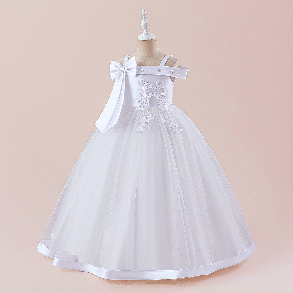 Cute Off Shoulder Mesh A-Line Maxi Dress for Girls (Ages 4-13)