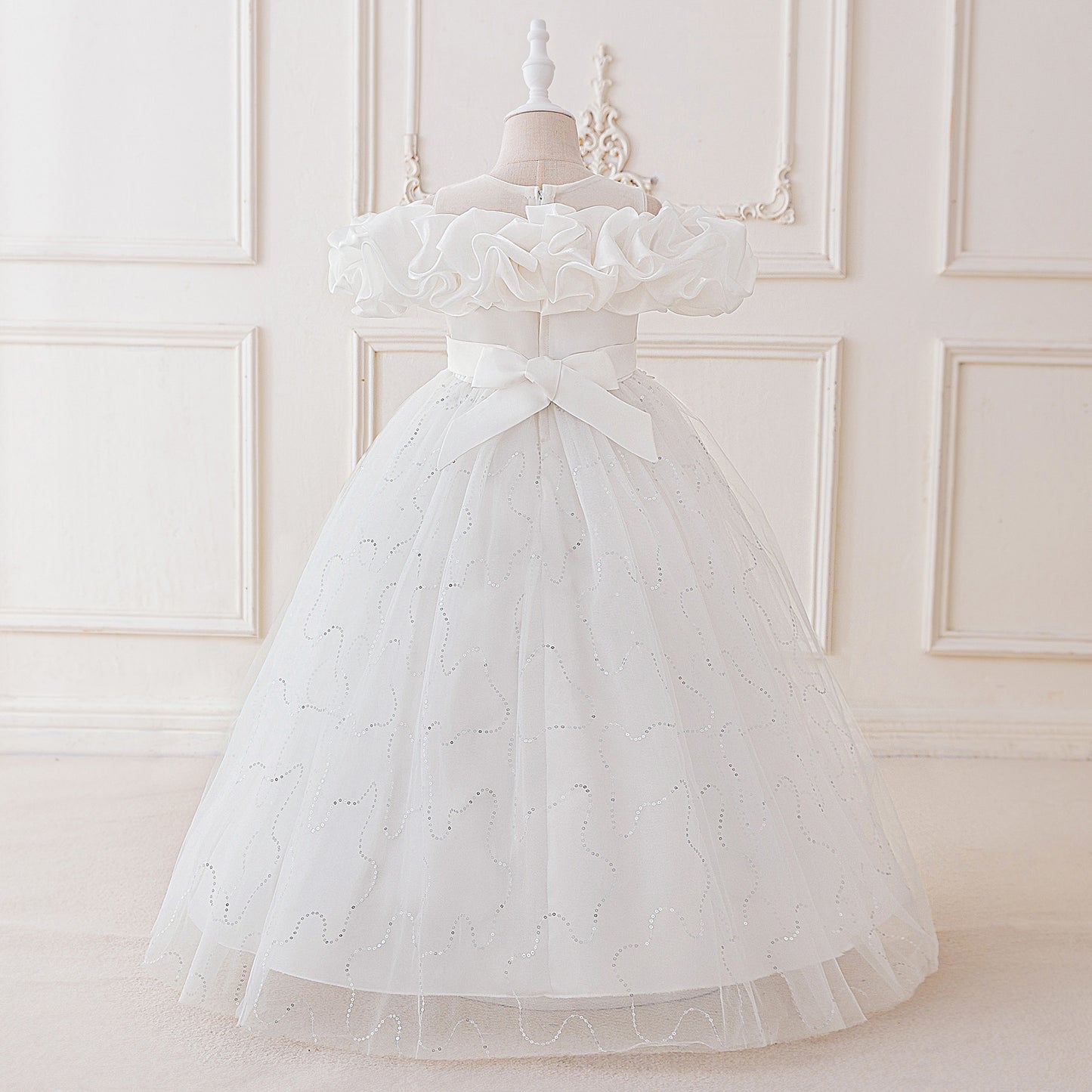 Cute Off Shoulder Tulle Maxi Dress for Girls – Party, Wedding, and Photo Shoot Dresses