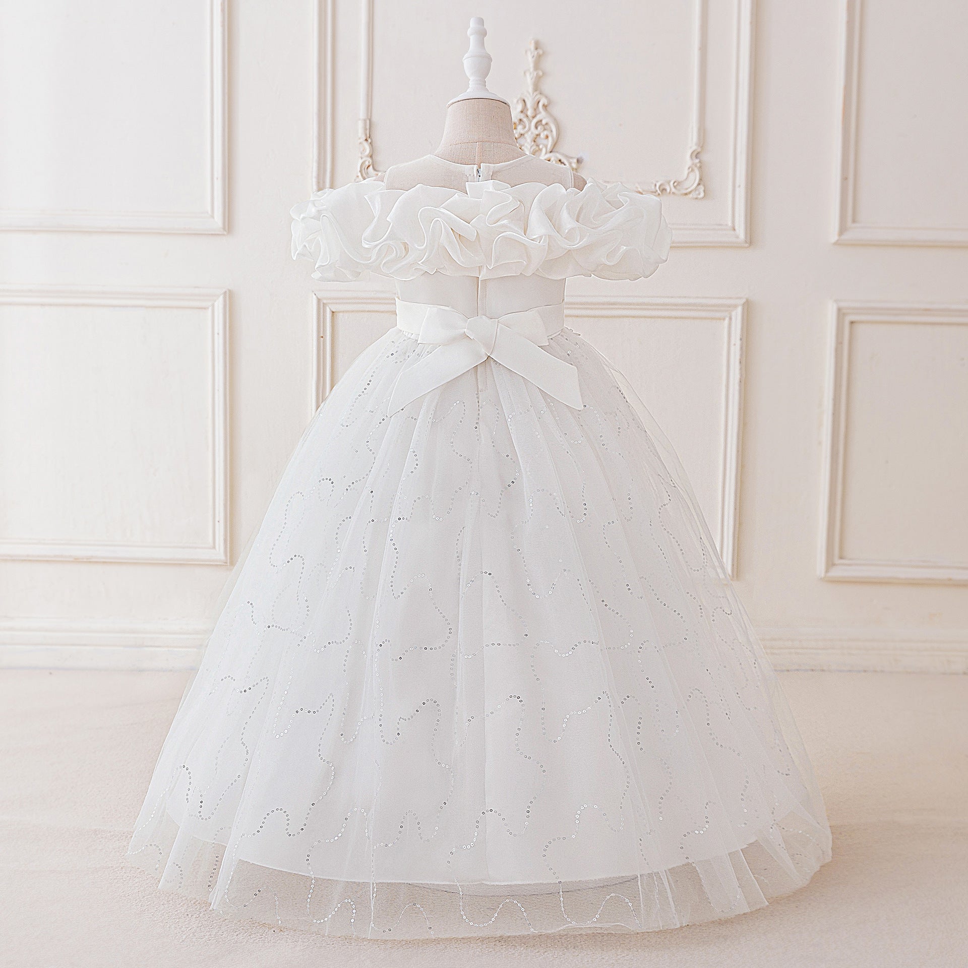 Frocklet Cute Off Shoulder Tulle Maxi Dress for Girls – Party, Wedding, and Photo Shoot Dresses 10