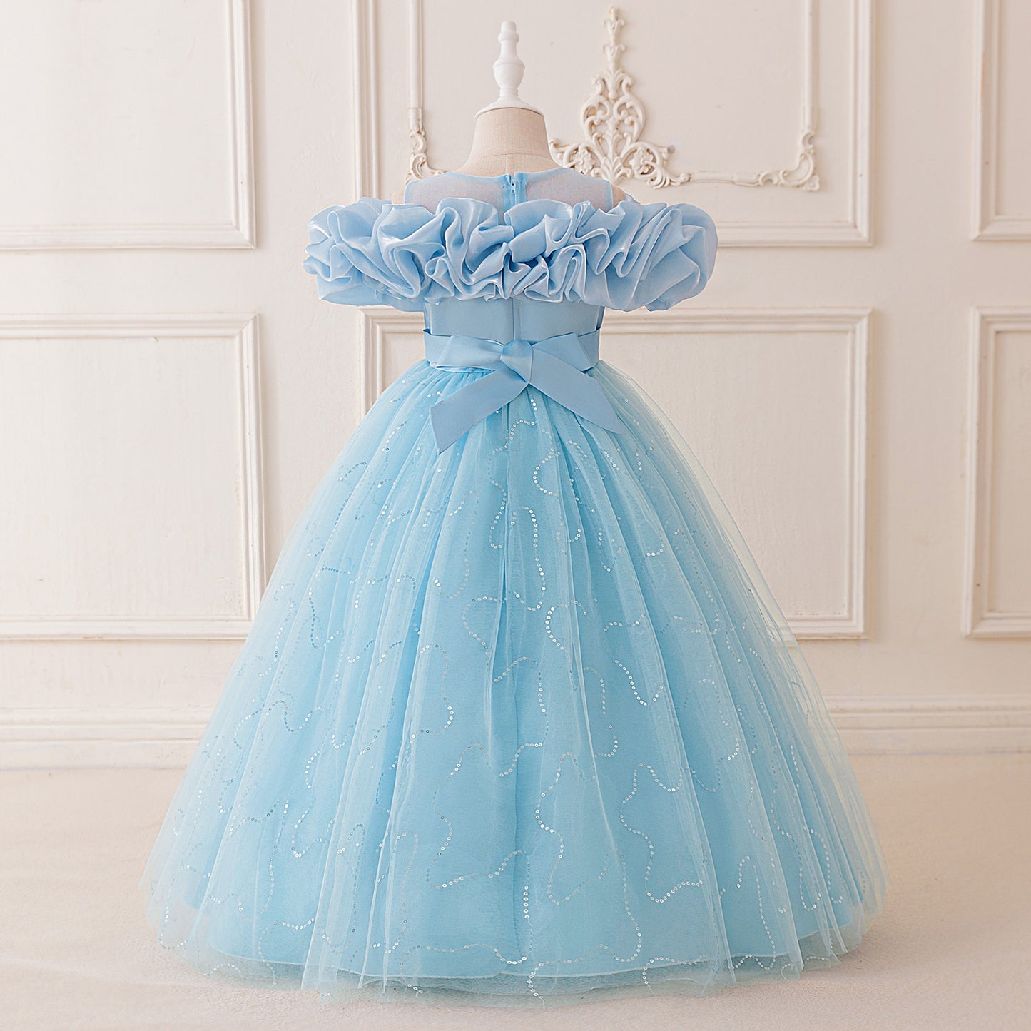 Cute Off Shoulder Tulle Maxi Dress for Girls – Party, Wedding, and Photo Shoot Dresses