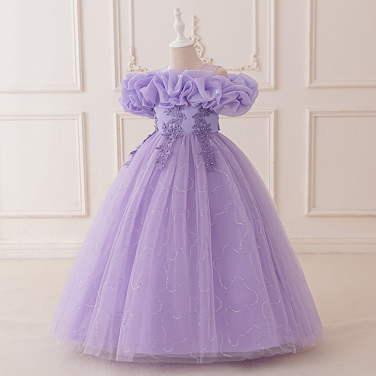 Cute Off Shoulder Tulle Maxi Dress for Girls – Party, Wedding, and Photo Shoot Dresses