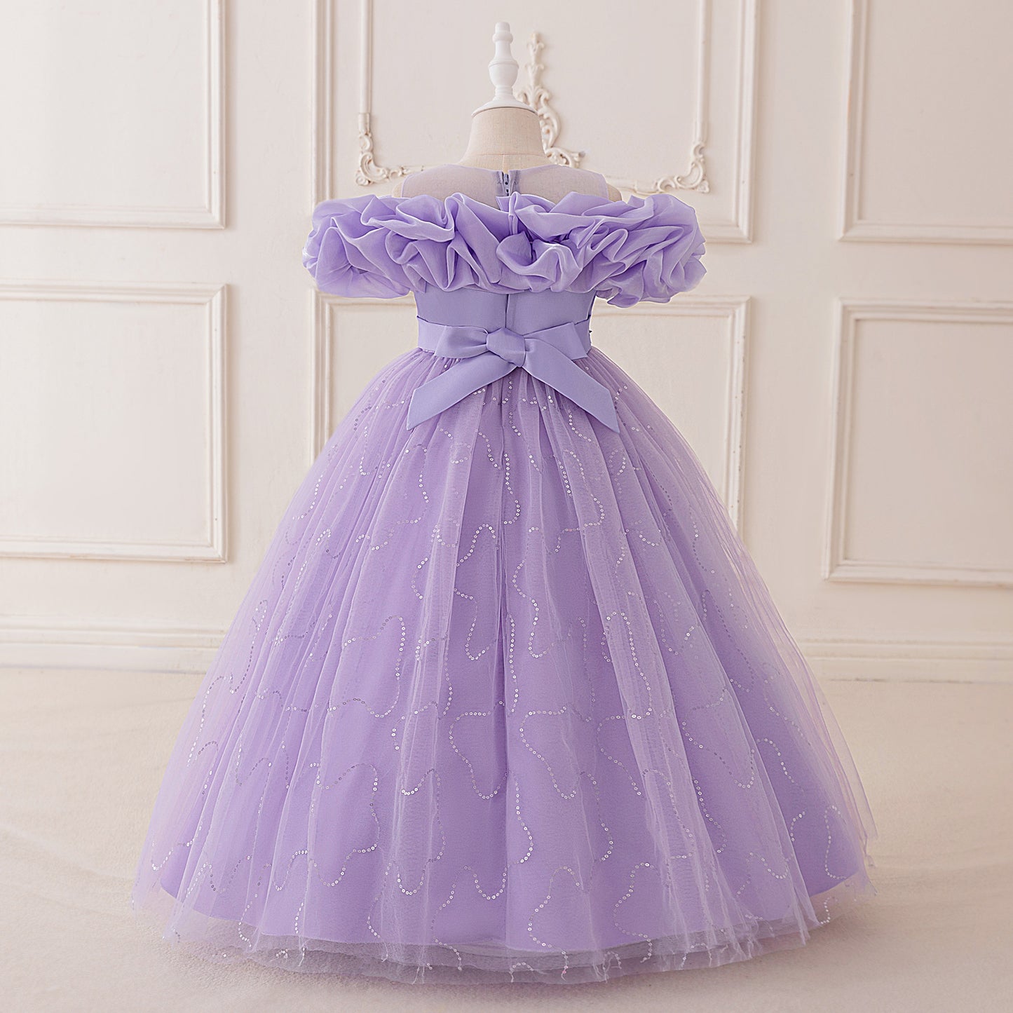 Cute Off Shoulder Tulle Maxi Dress for Girls – Party, Wedding, and Photo Shoot Dresses