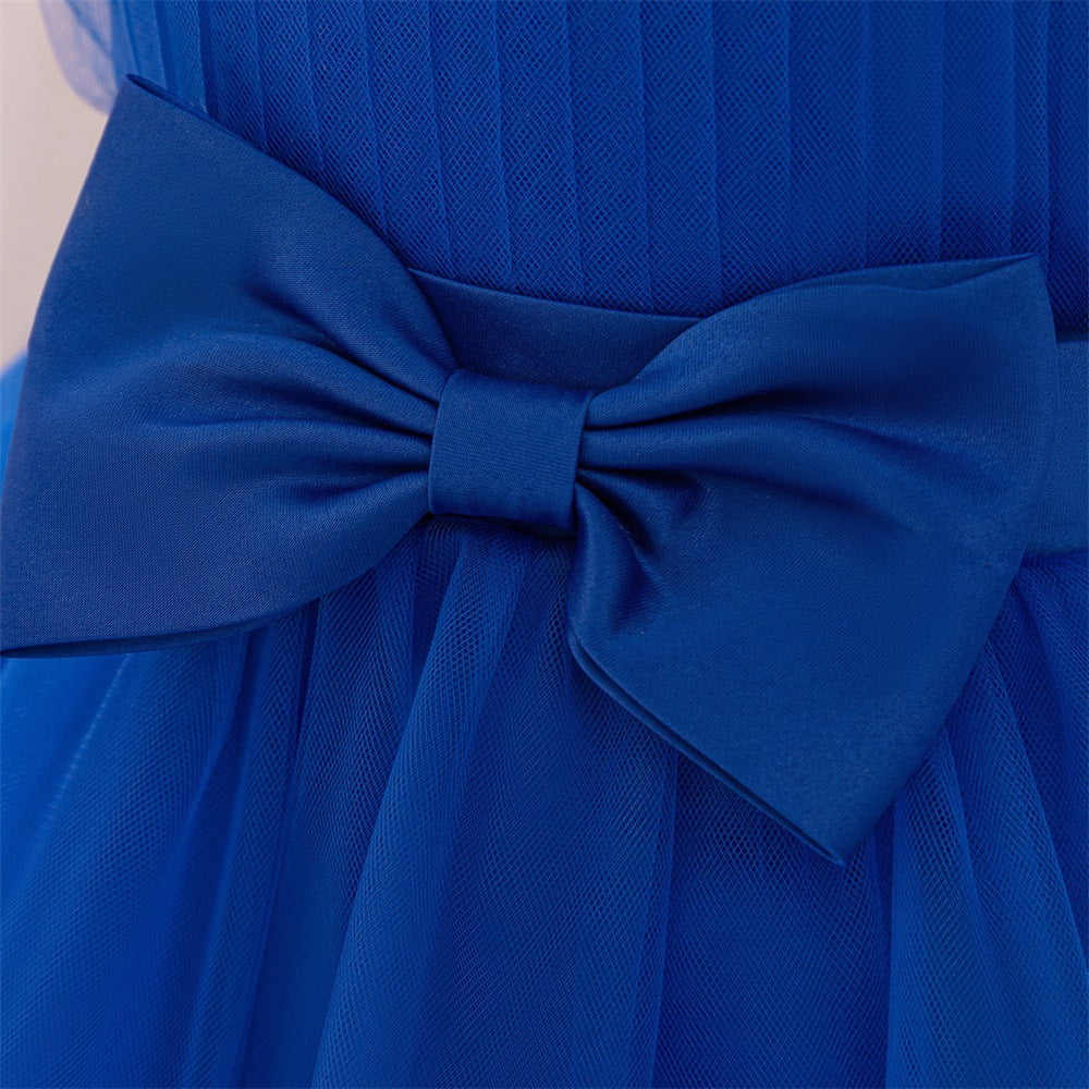 Off Shoulder Puffy Tulle Toddler Dress with Bowknot – Cute Party & Flower Girl Gown