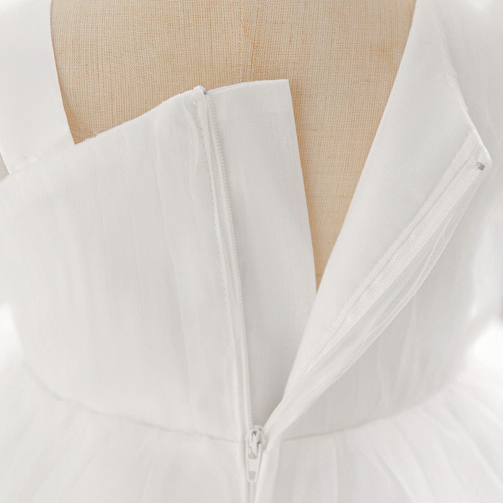 Off Shoulder Puffy Tulle Toddler Dress with Bowknot – Cute Party & Flower Girl Gown