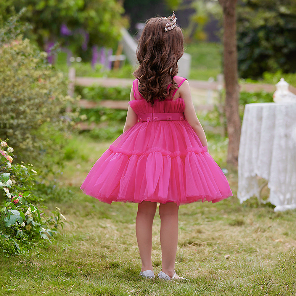 Cute Off Shoulder Pleated Tulle Flower Girl Dress for Parties & Weddings