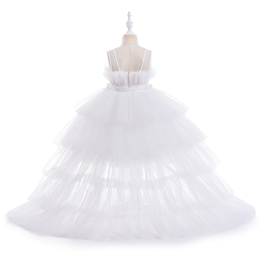 Cute Off Shoulder Pleated Tulle Flower Girl Dress for Parties & Weddings