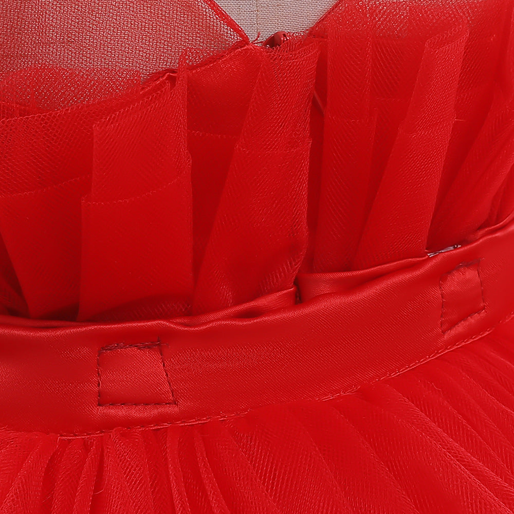 Cute Off Shoulder Pleated Tulle Flower Girl Dress for Parties & Weddings